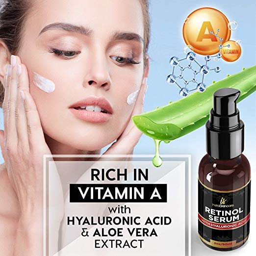 Retinol serum for skin (2oz) with Hyaluronic Acid Vitamin and E Aloe Vera Anti aging moisturize InstaSkincar インスター・スキンケア レチノールセラム（2オンス）エイジングケア